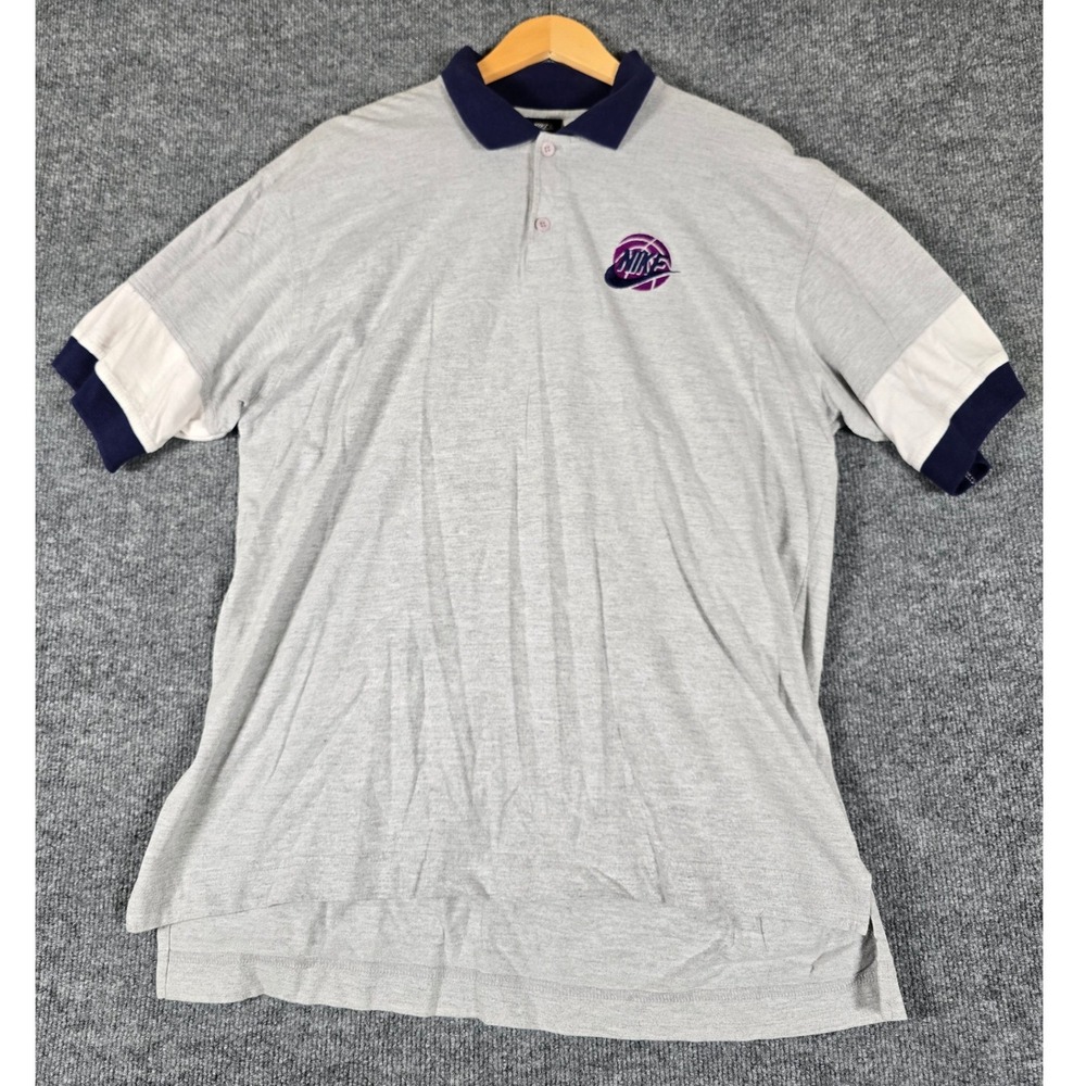 Vintage Nike Black Label  Men's Short Sleeve Polo Shirt‎ Basketball Logo Sz L